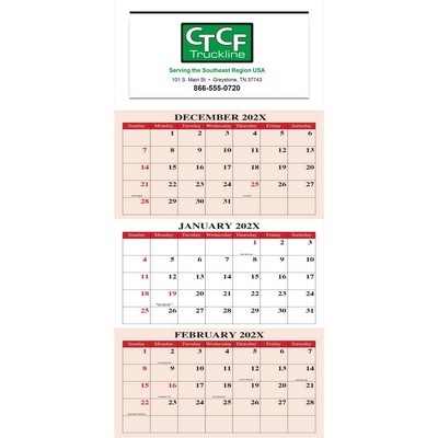 3 Month Display 12-Sheet Calendar