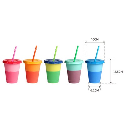 Handy 16oz Plastic Color Changing Cup With Straw