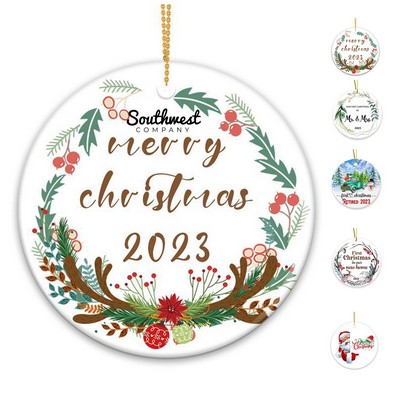 Two-side Ceramic Christmas Hanging Ornament