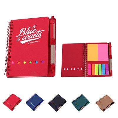 Spiral Notebook with Sticky Notes and Pen