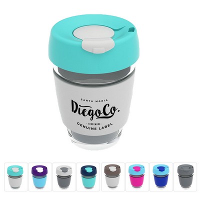 12oz Glass Coffee Cup w/ Silicone Lid