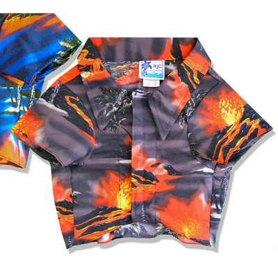 Dog Hawaiian Tropical Print Black Cotton Shirt