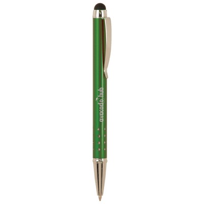 Green with Silver Trim Pen with Stylus