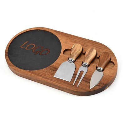 4-Piece Oval Slate Cheese Board Set