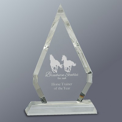 Crystal Diamond Tower on Clear Pedestal Base, Small (8-1/2"H)