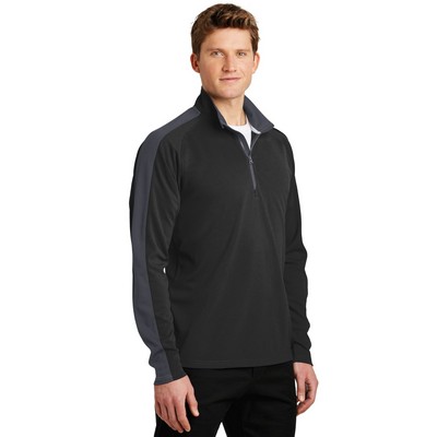 Sport-Tek Sport-Wick Textured Colorblock 1/4-Zip Pullover.