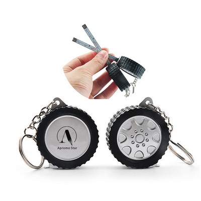 3.3' Tire Shape Steel Tape Measure Keychain Gift