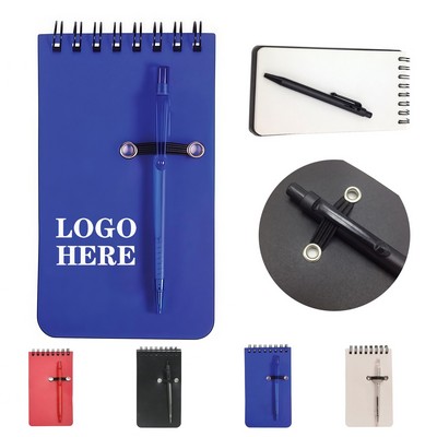 Pocket Sized Spiral Jotter Notepad Notebook With Pen