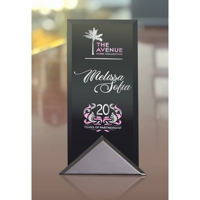 4x8 Black Glass In Chrome Triangle Base