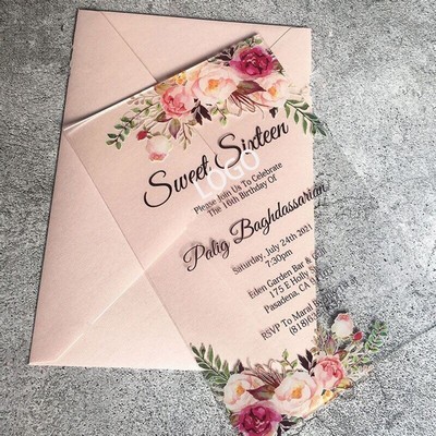 Custom Full Color Printed Clear Acrylic Invitation Card Gift