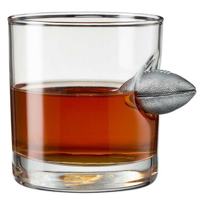 Football Embedded Rocks Glass