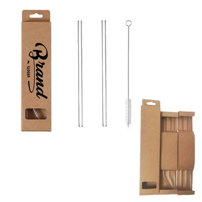 Glass Straw Set With Cleaning Brush