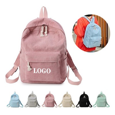 Roomy Corduroy School Backpack