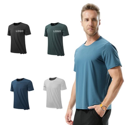 Summer Ice Silk Breathable Round Neck Short Sleeves