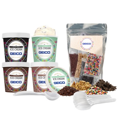 Handcrafted Ice Cream with Ice Cream Topping Kit - 4 Pint Bundle - Mocha Madness