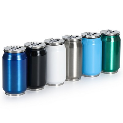 12 Oz. Cola Can Vacuum Water Bottle with Flip Lid and Straw