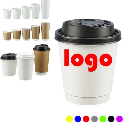 10 oz. Full Color Floating Cubes Insulated Paper Cup With Lid