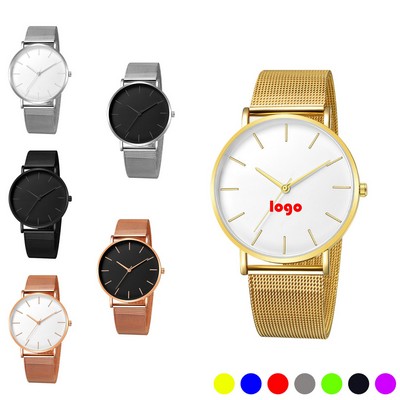 Men`s Silver White Dial Round Face Watch