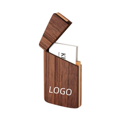 Walnut Wood Business Card Holder with Magnetic Closure