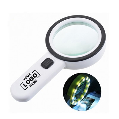 Magnifying Glass with 12 LED Lights 30X Double Glass Lens