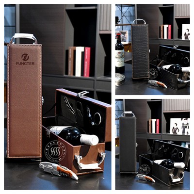 PU Leather Wine Bottle Gift Box Wine Tool Set