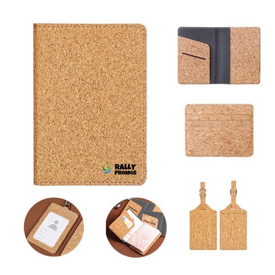 Eco-friendly Cork Set Passport Holder Luggage Tag Card Case