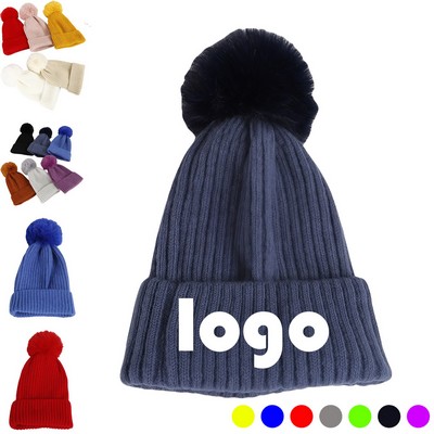 Pom Pom Sweater Beanie for Women