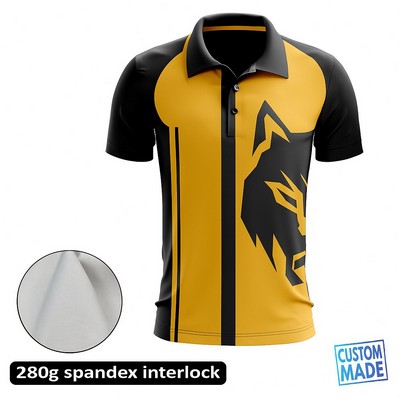 Unisex Sublimation Short Sleeve Heavyweight Polo shirt 280G Spandex Interlock