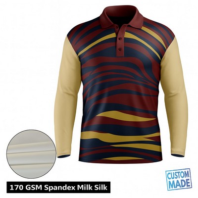 Long Sleeve Polo Shirt Sublimation-Spandex Interlock