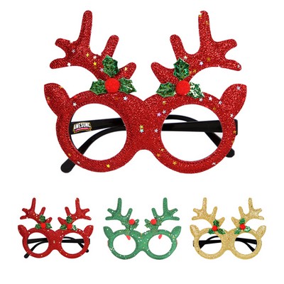 Christmas Decorative Glasses with Reindeer Antler Design