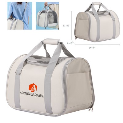 Three-Way Oxford Pet Travel Carrier With Mesh Panels