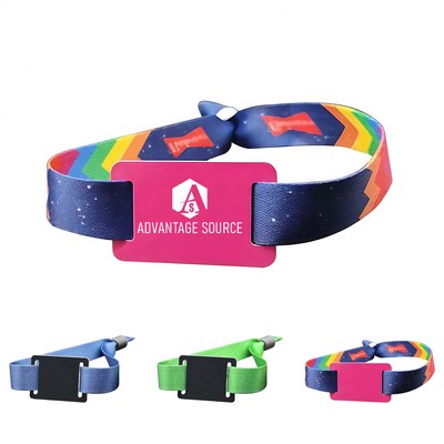 3/4" Elastic Event Wristband W/ Customizable Woven Label