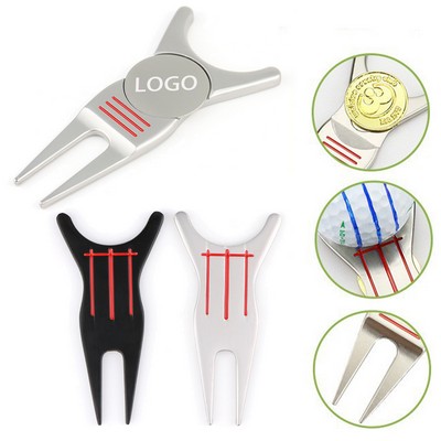 Multi-Functional Golf Divot Tool With Magnetic Marker