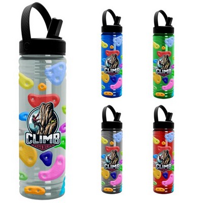 24 Oz. Slim Fit Upcycle PRET Bottle with Flip Straw Swivel and Handle Lid