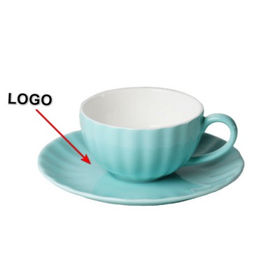 200Ml Ceramic Ribbed Pumpkin Cup And Saucer Sets