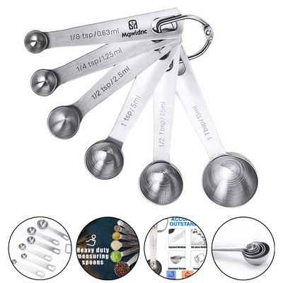 6-Piece Stainless Steel Measuring Spoons and Cups Set with Scale