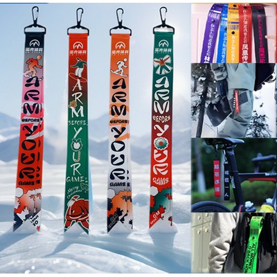Custom 1.97"W x 15.8"L Polyester Ski ID Ribbon Tag Bicycle Pendant