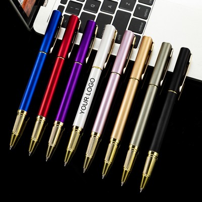 Plastic Gel Pen w/Gold Accents