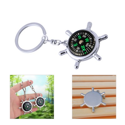 Rudder Shape Compass Keychain