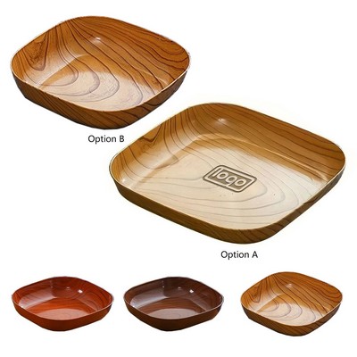 5.5 & 8" Faux Wood Grain Plastic Snack Square Plate