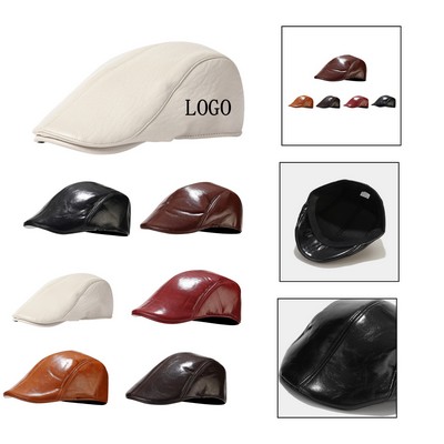 "Autumn Winter PU Leather Beret "