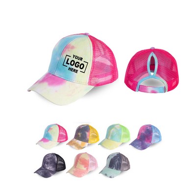 Adjustable Cotton Tie-Dye Trucker Cap