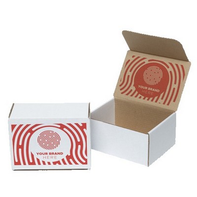 One Color White Display Mailer Box w/2 Sided Imprint (8" x 6" x 4")