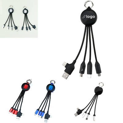 5In1 Led Lighting Braided Charging Cable With Key Chain