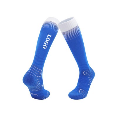 Knee High Knitted Football Socks W/ Bottom Cushion