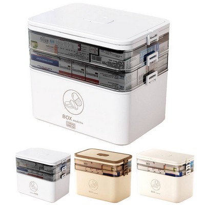 Three-Layer Large-Capacity Transparent Medicine Box