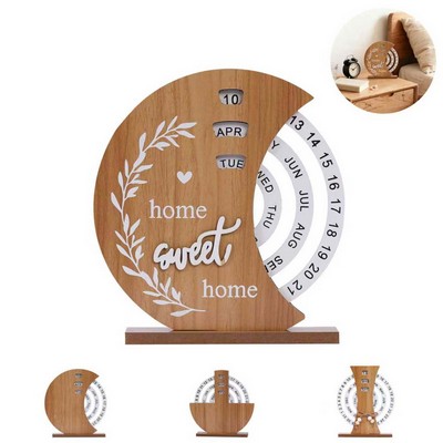 Wooden Manual Perpetual Desk Calendar