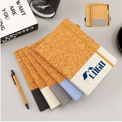 A5 Cork Grain Wheat Straw Notebook Set (With Pen)
