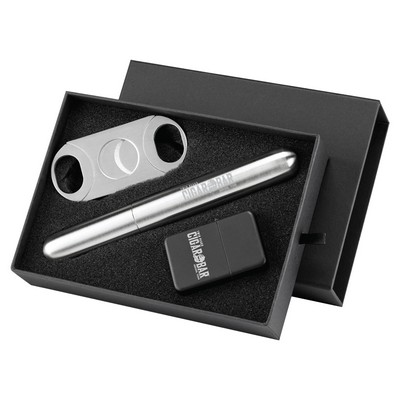 Cubano Cigar Holder Lighter and Cutter Gift Set