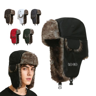 Faux Fur Trooper Hats With Ear Flaps Windproof Winter Cap